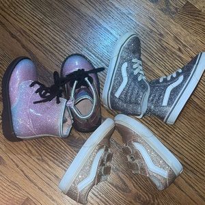 Used toddler tennis and boots. Tennis need to be cleaned. Boots in excellent con